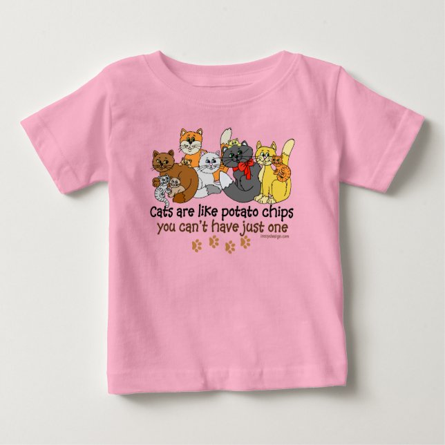 Camiseta Para Bebê Gatos são como batatas fritas (Frente)