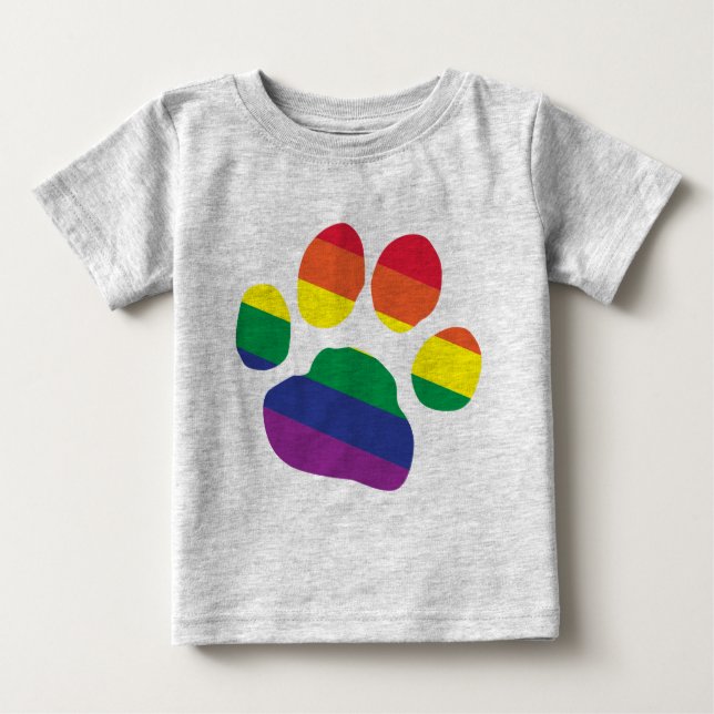 Camiseta Para Bebê Gay-Pride-Paw-Impressão (Frente)