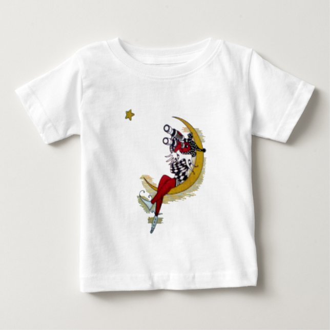 Camiseta Para Bebê Gaze Cósmica: Elf na Aventura da Lua (Frente)
