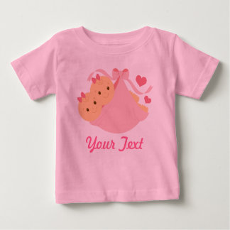 Camiseta Para Bebê Gêmeas Personalizadas Rosa