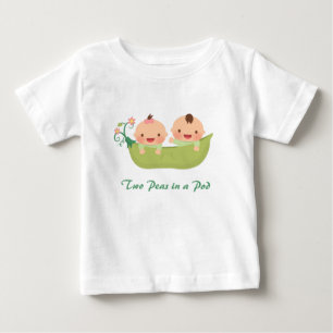 Camiseta Para Bebê Gêmeos Menino Menina Duas Ervilhas em uma Vagem Fo