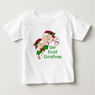Camiseta Para Bebê Gêmeos - Primeira Canela de Doces de Natal