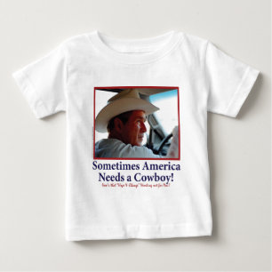 Camiseta Para Bebê George W Bush no Chapéu de Cowboy