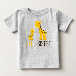 Camiseta Para Bebê Giraffe Little Sister Criança Creeper