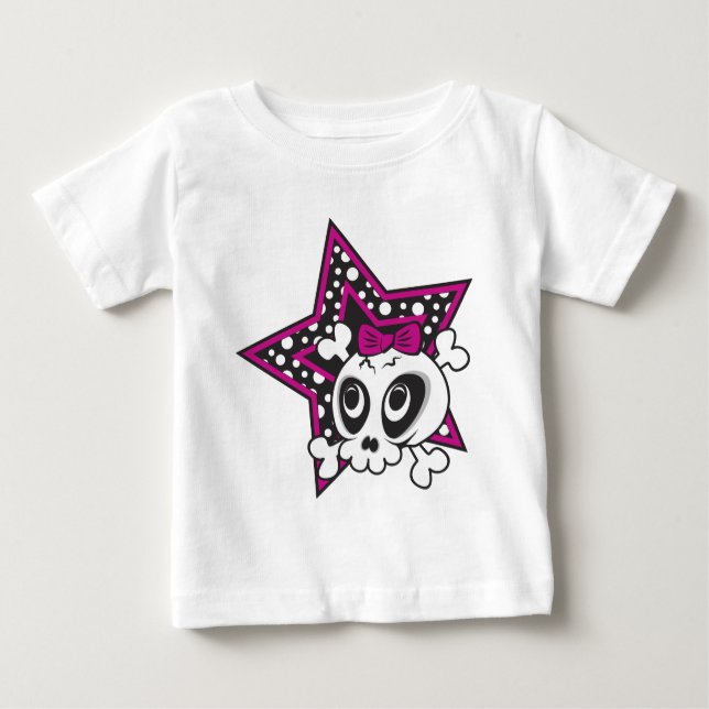 Camiseta Para Bebê Girlie Emo Skull (Frente)