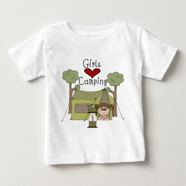 Camiseta Para Bebê Girls Love Camping (Frente)