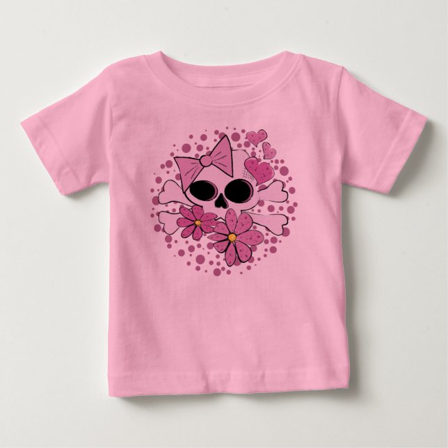 Camiseta Para Bebê Girly Punk Skull (Frente)