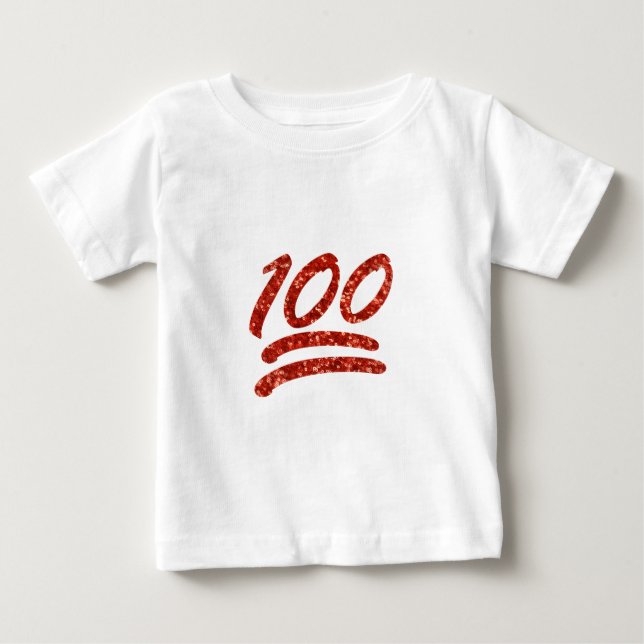 Camiseta Para Bebê glitter cem emoji (Frente)