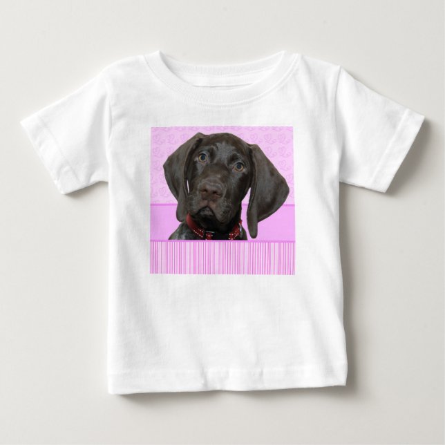 Camiseta Para Bebê Glossy Grizzly Puppy Girl (Frente)