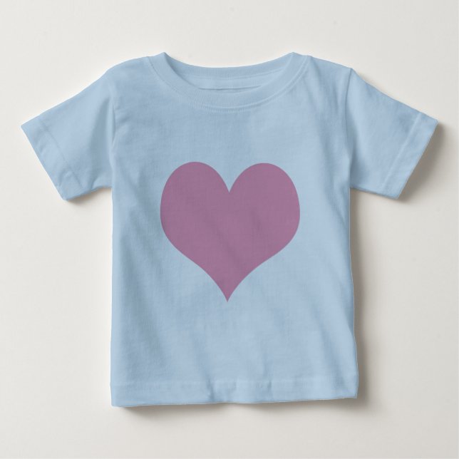 Camiseta Para Bebê Grande Coração de Amor Rosa (Frente)