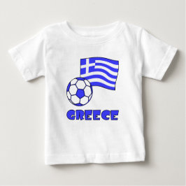 Camiseta Para Bebê Grécia com bandeira grega e bola de futebol