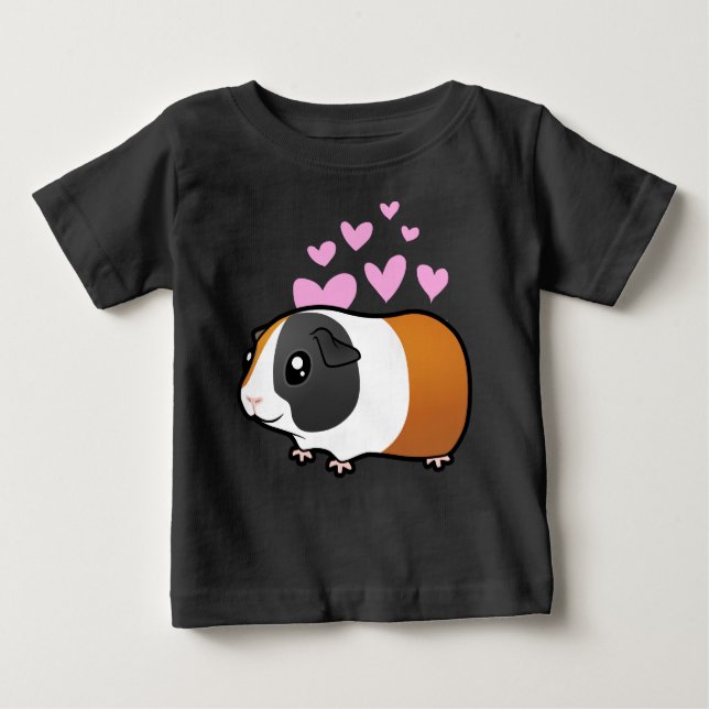 Camiseta Para Bebê Guiné Pig Love (cabelo liso) (Frente)