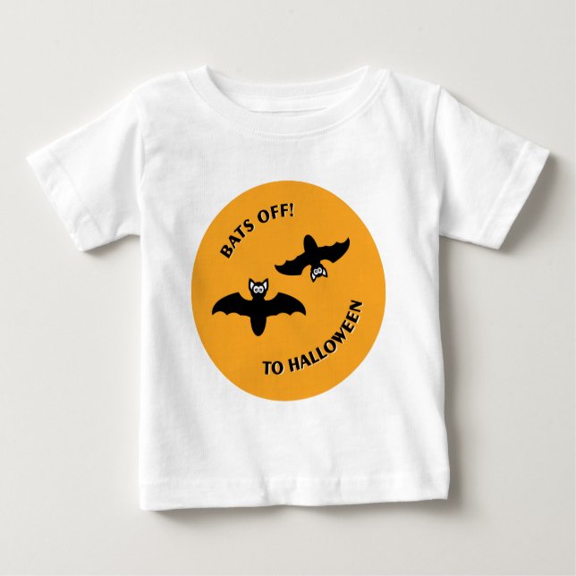 Camiseta Para Bebê Halloween Bats Orange (Frente)
