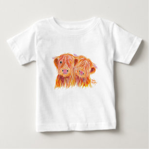 Camiseta Para Bebê Highland Cows 'Buddies', de Shirley MacArthur