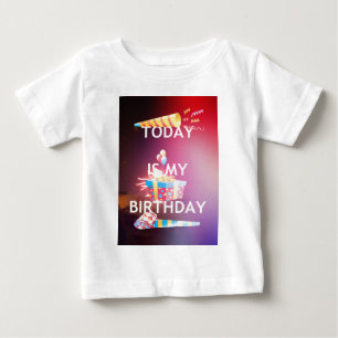 CAMISETA PARA BEBÊ HOJE É MEU ANIVERSÁRIO
