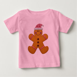 Camiseta Para Bebê Homem de pão-de-espécie festivo bonito no rosa