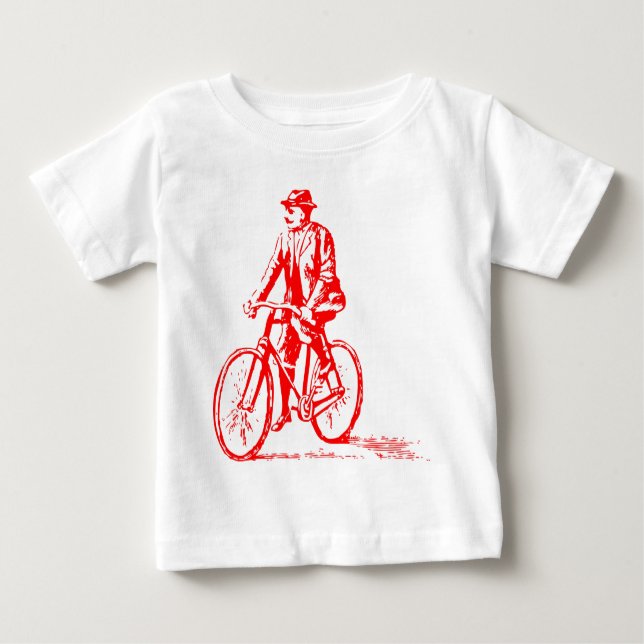 Camiseta Para Bebê Homem numa bicicleta - Vermelho (Frente)