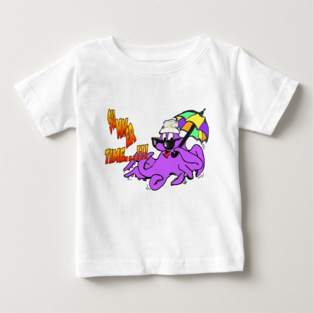 Camiseta Para Bebê Horário de Verão Octopus Toddler Ruffle Tee (Frente)