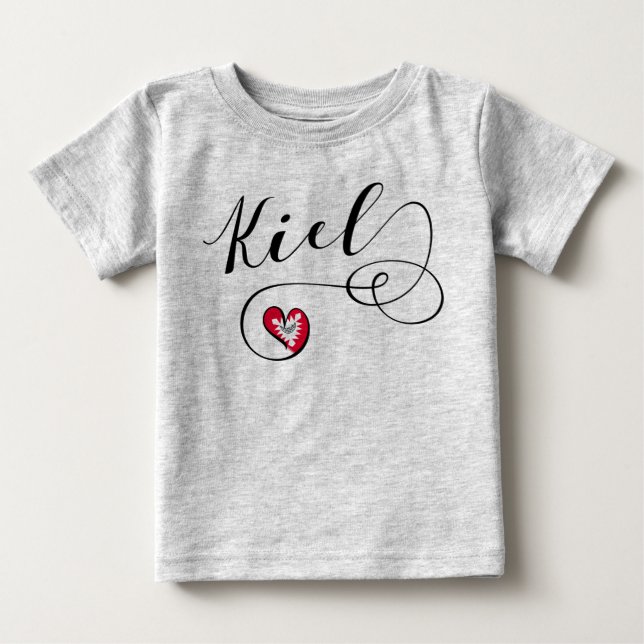 Camiseta Para Bebê I Heart Kiel, Alemanha (Frente)