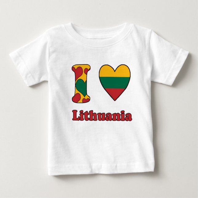 Camiseta Para Bebê I love Lithuania (Frente)