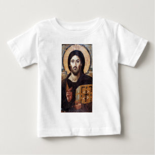 Camiseta Para Bebê Ícone Cristão de Jesus Cristo Pantocrator