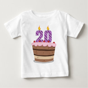 Camiseta Para Bebê Idade 20 no bolo de aniversário
