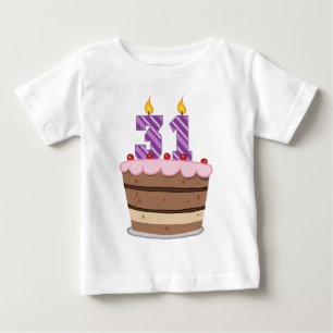 Camiseta Para Bebê Idade 31 no bolo de aniversário