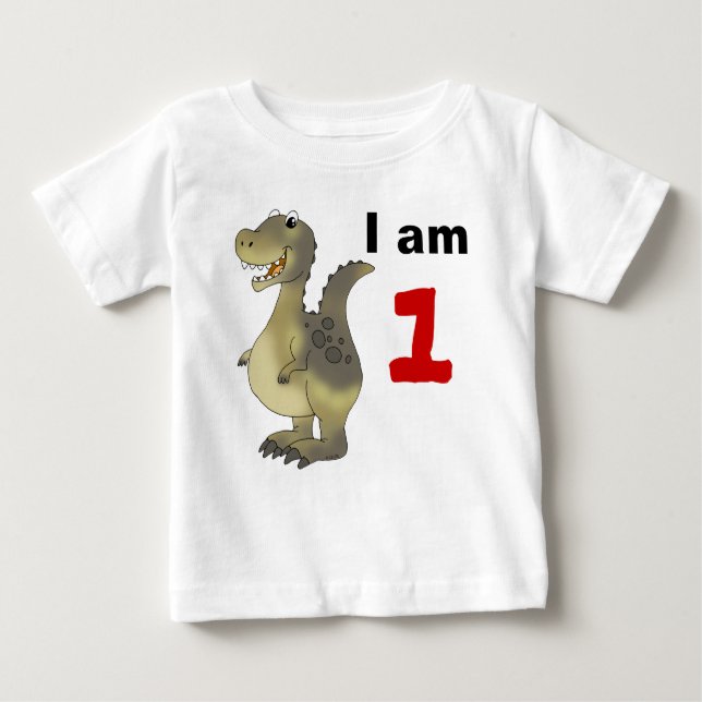 Camiseta Para Bebê ideia de presente de dinossauro primeiro aniversar (Frente)