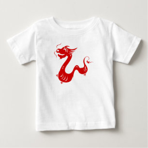 CAMISETA PARA BEBÊ ILUSTRAÇÃO CHINESA DO DRAGÃO PAPERCUT DO ZODÍA