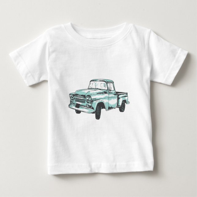 Camiseta Para Bebê Ilustração de Caminhão Vintage (Frente)