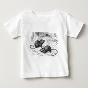 Camiseta Para Bebê Ilustração retro dos ratos do rato do celeiro do