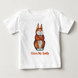 Camiseta Para Bebê imagem do coelho de coelho marrom bonito de