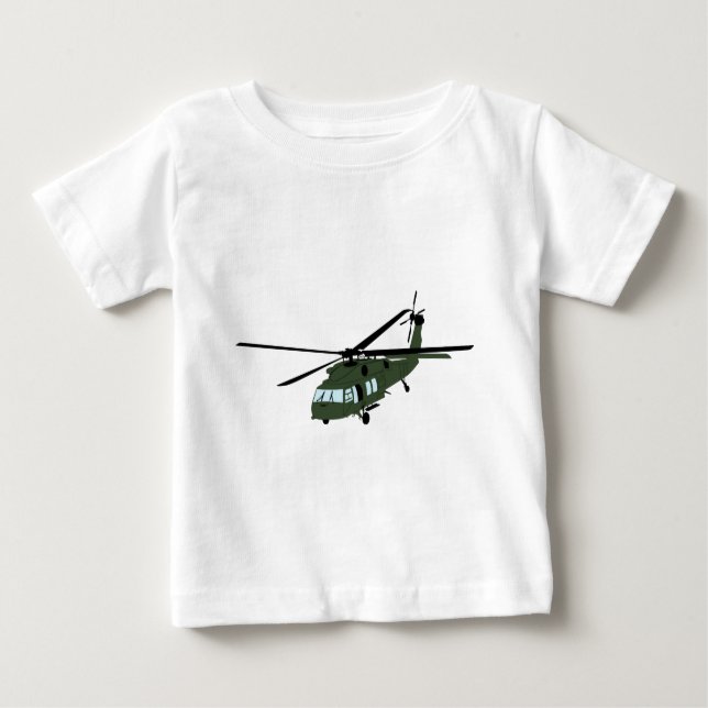 Camiseta Para Bebê Imagem do Helicóptero Blackhawk (Frente)