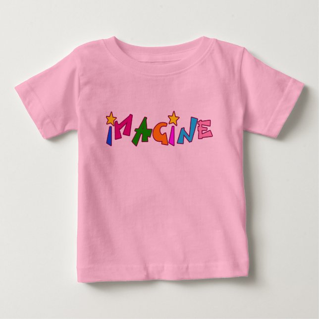 Camiseta Para Bebê Imaginem a escrita colorida (Frente)