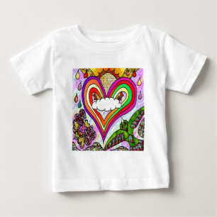 Camiseta Para Bebê Impressão de Arte do Arco Arco-Íris Psicodélico