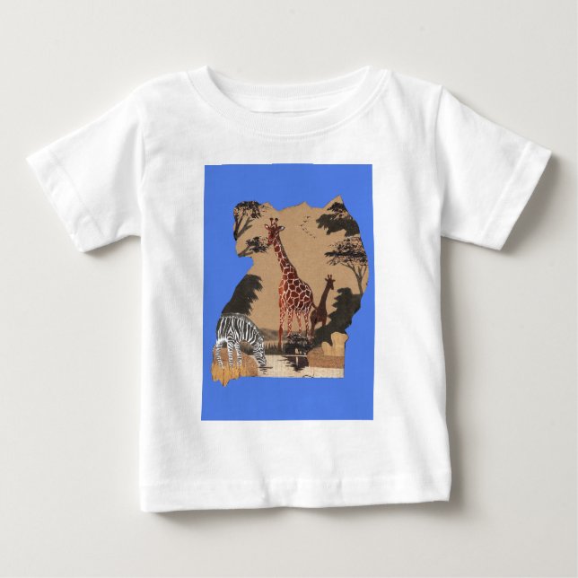 Camiseta Para Bebê Impressão de Arte do Mapa da Vida Selvagem de Ugan (Frente)