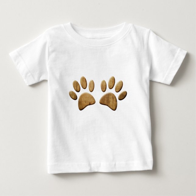 Camiseta Para Bebê Impressão de Cães de Madeira (Frente)