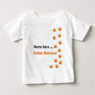 Camiseta Para Bebê Impressão de pata - adicione seu próprio nome ou r