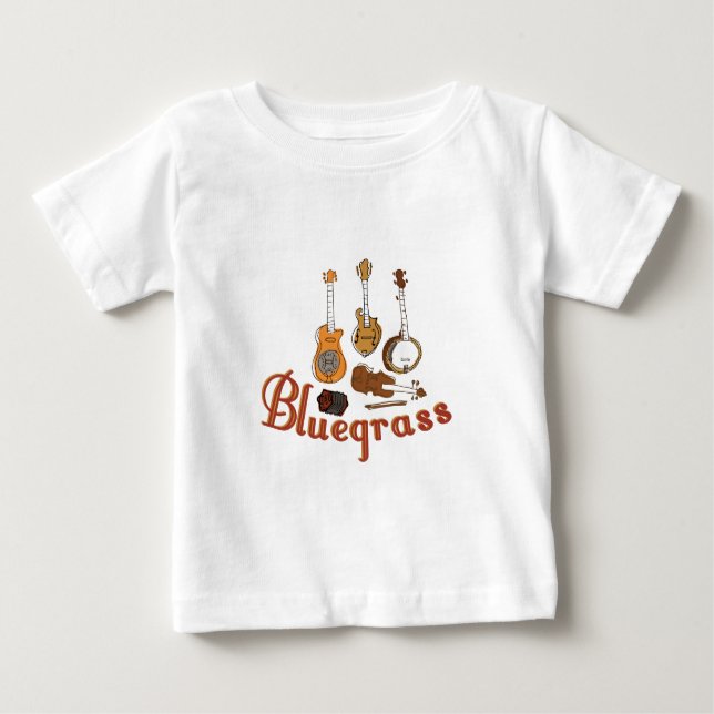 Camiseta Para Bebê Instrumentos de Bluegrass (Frente)
