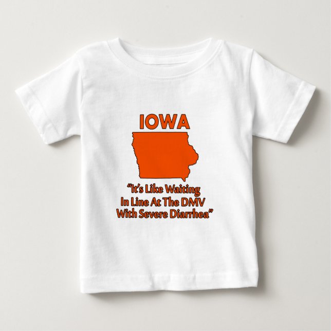 Camiseta Para Bebê Iowa - Como Esperar na Fila do Detran... (Frente)