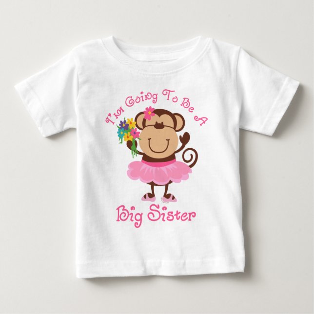 Camiseta Para Bebê Irmã Grande do Futuro Macaco (Frente)