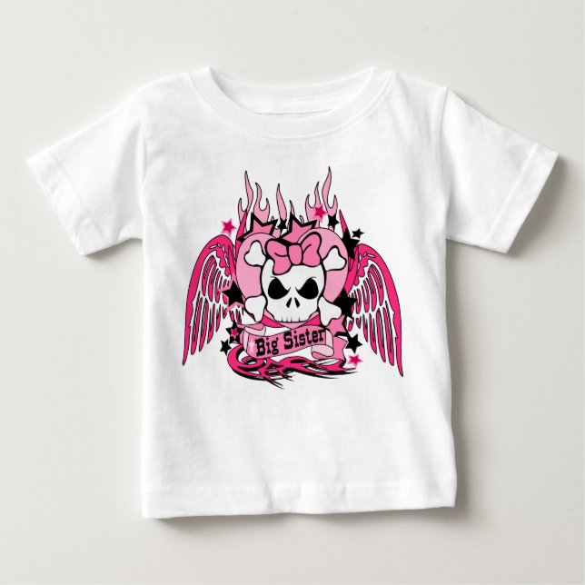 Camiseta Para Bebê Irmã grande e rosa (Frente)