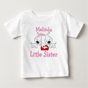 Camiseta Para Bebê Irmã Pequena Cães Personalizada