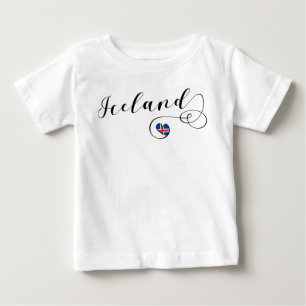 Camiseta Para Bebê Islândia Heart, Bandeira Islandesa
