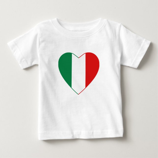 Camiseta Para Bebê Itália Flag Heart Shirt (Frente)