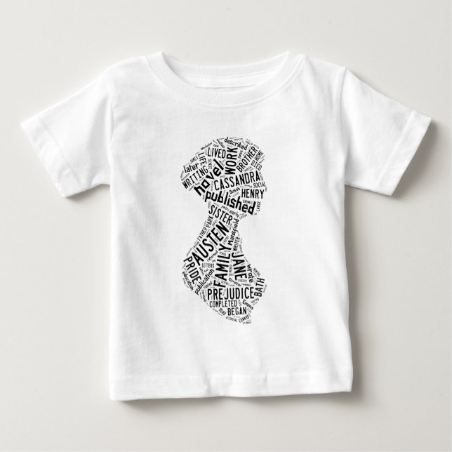 Camiseta Para Bebê Jane Austen Wordle (Frente)