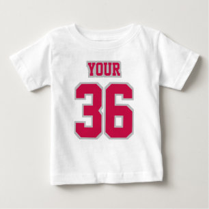 Camiseta Para Bebê Jérsei DE PRATA CARMESIM BRANCO dianteiro do