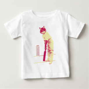 Camiseta Para Bebê jogador de cricket do gato do vintage