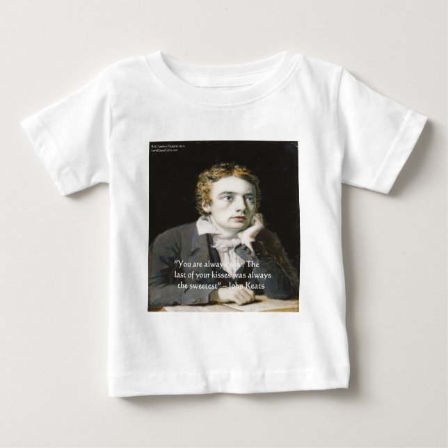 Camiseta Para Bebê John Keats "Frescos Beijos" Apaixonou presentes e  (Frente)