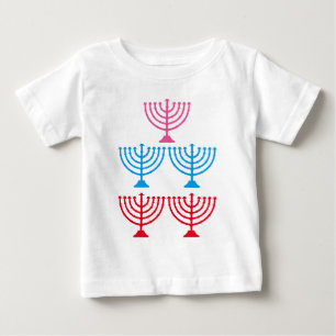 Camiseta Para Bebê Judeus Menorah brilham candelabro